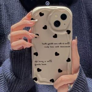 Cover per Cellulare in Silicone TPU con Stampa <span class=keywords><strong>Cuore</strong></span> <span class=keywords><strong>Nero</strong></span> e Bordo Ondulato per <span class=keywords><strong>iPhone</strong></span> 8 X Xr Xs 11 12 13 14 15 16 17 Max - Product Image 2