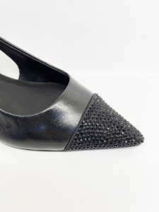 Sandales à talons hauts en cuir de luxe pour femme, style slingback, à enfiler, couleur unie, pour l'été en extérieur, avec talon compensé - Product Image 2