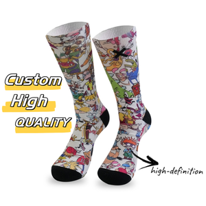 हॉट सेल कस्टम कार्टून प्रिंटिंग सॉक्स यूनिसेक्स 360 डिजिटल प्रिंट सब्लिमेशन सॉक्स स्पोर्ट हैप्पी फनी सॉक्स - Product Image 2