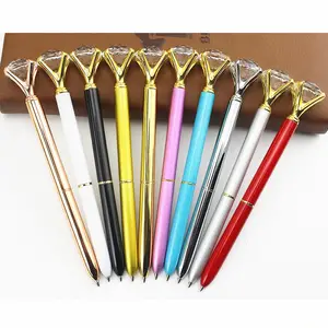 Stylo à bille en métal personnalisé de haute qualité, de couleur or Rose avec logo, en diamant, pour les cadeaux et les fournitures de bureau