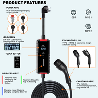 Nuevo Cargador Portátil para Vehículos Eléctricos Star Tipo 1 3.5kW/7kW/11kW Estación de Carga Nivel 2 con Control por Aplicación y Tarjeta RFID