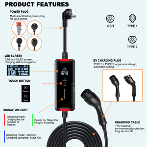 Nouvelle borne de recharge portable pour véhicules électriques New Star Type 1 3,5 kW/7 kW/11 kW, station de charge de <span class=keywords><strong>niveau</strong></span> 2 avec contrôle par application et carte RFID - Product Image 4