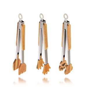 Pinzas Multiusos para Alimentos, Pinzas para Servir Barbacoa, Pinzas de Cocina de Madera de Nogal para Ensaladas con Mango con Bloqueo de Seguridad - Product Image 1