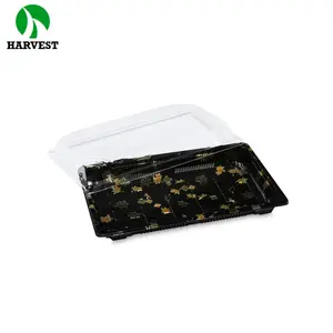 Contenedor de plástico reciclable para sushi, con tapa, reutilizable, OEM aceptado