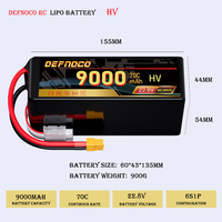 Batería Lipo DEFNOCO de Alto Voltaje 9000mAh 6S 22.8V 70C, Batería Ligera para Drones FPV RC UAV