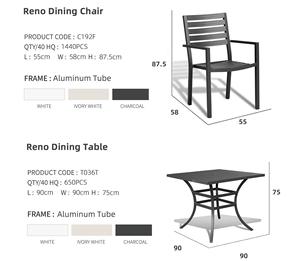 Juego de Comedor Moderno para Exteriores, Totalmente de Aluminio, 5 Piezas, Muebles de Jardín y Patio, Mesa y Sillas Apilables, para Hotel, Bistro, <span class=keywords><strong>Restaurante</strong></span> - Product Image 4