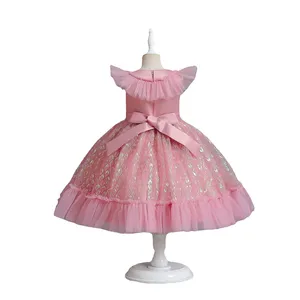 New Children's Dress Fluorescent Children's Dress Jacquard Princess Little Girl's Hosting Dress