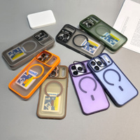 Saf renk mat PC TPU manyetik darbeye kablosuz şarj telefon kılıfı 17 Pro Max 16 15 14 için katlanır tasarım ile