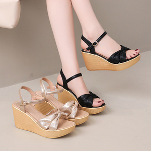Women Summer Wedge Sandals New European and American Style Open-Toe Thick-Soled Large Platform Roman Sandals - Product Image 3