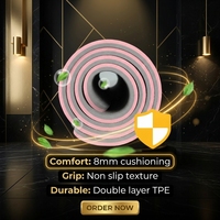 Tapis de yoga et de Pilates en TPE de couleur unie, longueur 183 cm, épaisseur 8 mm, imperméable, antidérapant, résistant aux déchirures, portable pour l'entraînement de danse