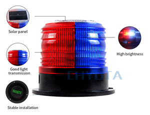 Luz estroboscópica roja y azul para coche, señal de tráfico, Faro de advertencia intermitente, flash de seguridad para exteriores, luces de advertencia solares <span class=keywords><strong>led</strong></span> - Product Image 4
