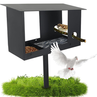JH-Mech Nichoir design moderne 30x20x130 cm avec support facile à nettoyer Support de mangeoire à oiseaux en acier au carbone résistant aux intempéries