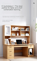 Escritorio Ergonómico Moderno para Oficina en Casa con Estantería Integrada y Cajones de Almacenamiento para Espacios Pequeños