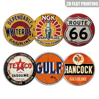 Letrero Metálico Redondo Inspirado en la Marca de Bujías, Diseño Retro de Rendimiento de Motor, Arte de Pared para Taller Mecánico