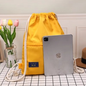 Hot Sale Custom Logo Travel School Sports Gym String Nylon <b>Drawstring</b> <b>Backpack</b> Bag with Zipper Pocket for Students - Product Image 4