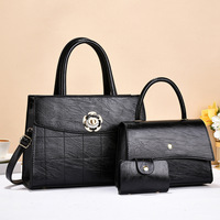 Ensemble de sacs à main polyvalents 3 pièces en cuir PU avec logo personnalisé 2026 pour femme, forme selle, bouton et fermeture éclair, pour usage quotidien, porté épaule ou croisé