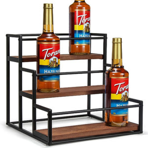 Organizzatore di sciroppo di caffè in bambù a 3 livelli supporto <span class=keywords><strong>per</strong></span> 12 bottiglie <span class=keywords><strong>per</strong></span> scaffali di stoccaggio <span class=keywords><strong>per</strong></span> caffè e vino - Product Image 1
