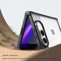 Étui de téléphone à aspiration magnétique avec charnière à bords doux en acrylique pour iPhone Duo