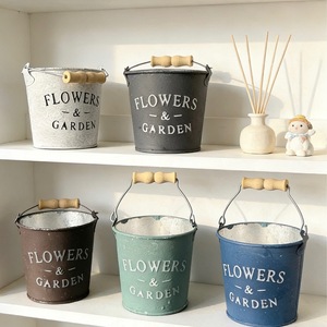 Saif Secchiello in <span class=keywords><strong>ferro</strong></span> mini retrò in stile americano, anticato con decorazione ad anello, piccolo vaso da giardino per fiori, oggetti vari e ornamenti - Product Image 2