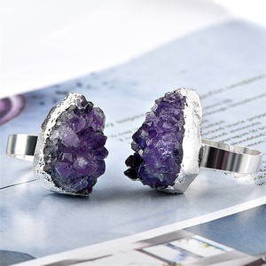 Nhẫn Đá Geode Cụm Vòng Có Thể Điều Chỉnh Đá Quý Tự Nhiên Điều Chỉnh Được Đá Pha Lê Đá Geode Amethyst Nhẫn Druzy - Product Image 3