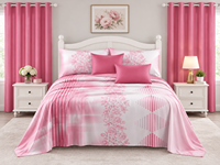 En stock : Ensemble de literie 8 pièces pour chambre à coucher, tailles Queen et King, imprimé, avec drap-housse, drap plat, rideaux et taies d'oreiller