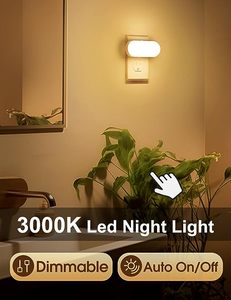 ZHILAI Mini Lámpara Nocturna LED Blanca Cálida Moderna, Brillo Regulable, Ahorro de Energía, Sensor de Luz, Enchufe de Pared, para Dormitorio, Habitación Infantil, Baño - Product Image 2