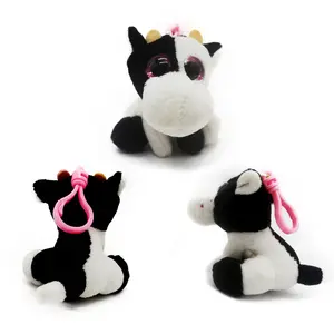 Милая мягкая игрушка-Зверюшка, дешевая миниатюрная мультяшная корова, брелок, украшение, оптовая продажа, индивидуальная миниатюрная плюшевая игрушка с большими глазами