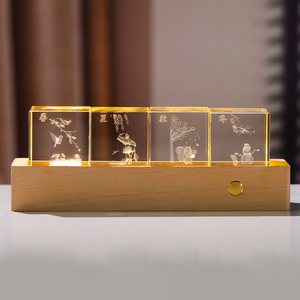 Cube en cristal <span class=keywords><strong>Aban</strong></span> personnalisé avec gravure intérieure 3D, impression numérique polie, LED moderne alimentée par USB, couleur chaude, décoration d'intérieur, cadeaux, lampe de nuit - Product Image 4