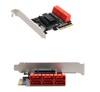 Carte contrôleur SATA CIe3.0 4X vers 6 ports SATA3 6 Gbps ASM1166 Carte d'extension Convertisseur SATA3 PCI Express X2 Gen 3 Carte hôte