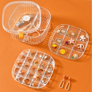 Wholesale Clear Transparent Custom Morden Stylish <b>Small</b> Plastic Jewelry <b>Storage</b> <b>Box</b> Compartments 15x15x2.8CM Silk-Screen Printed - Product Image 2