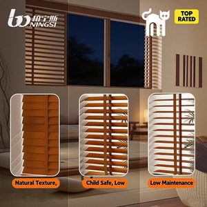 Оптовая продажа, автоматические деревянные жалюзи, толстые Искусственные деревянные горизонтальные роликовые шторы, встроенные электрические для отелей, Бесплатная веревка - Product Image 3