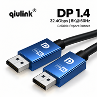 Câble DP 1.4 32,4 Gbps 8K 60Hz UHD plaqué or mâle-mâle pour moniteur, téléviseur, PC, ordinateur portable, projecteur, jeux