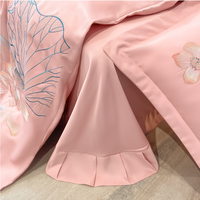 Ensemble de housse de couette et de drap de lit imprimé en broderie florale 3D de luxe, motif floral moderne, vente en gros pour la chambre à coucher, utilisation hôtelière