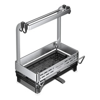 Égouttoir à torchons vertical en acier inoxydable 304, non pliable, avec panier d'égouttage, rangement pour robinet, étanche et anti-humidité, sans perçage