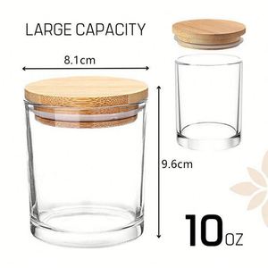 Wholesale 7oz 11oz 14oz Clear Empty Round Glass Candle Jars with <b>Bamboo</b> Lid Silk <b>Screen</b> Printing Custom Logo Label Ready - Product Image 2