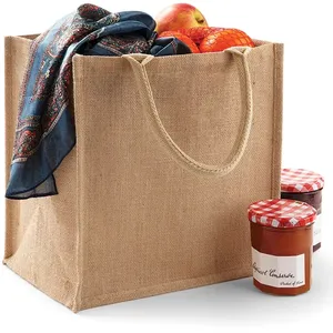 2023 Hot Selling Eco Used Natural Burlap Jute Shopping Bag Foldable Reusable Linen Tote Bags