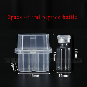 Caja de Almacenamiento de Viales de Plástico PP <span class=keywords><strong>Transparente</strong></span> de 2x3ml al por Mayor para Péptidos, Estuches de Almacenamiento para Botellas de Penicilina de 3ml - Product Image 1
