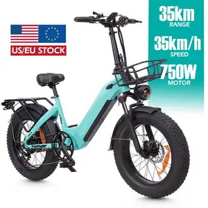 MZ-9 US EU Warehouse 48V 500W 750W Adult E-Bike 20 Inch Fat Tyre Full Suspension Ebike Folding Electric City Bike Fatbike