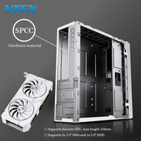 Casing komputer kantor, casing PC bisnis putih 8L, SPCC Steel mendukung Micro ATX Mini ITX SSD HDD 210mm GPU kustom tipe-c