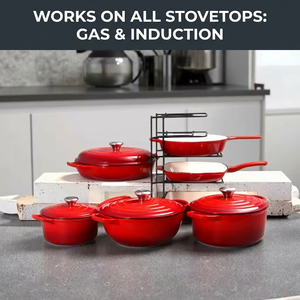 Ensemble de 7 ustensiles de cuisine en <span class=keywords><strong>fonte</strong></span> de qualité supérieure, antiadhésif, avec faitout et poêle multifonctionnels, pour toutes surfaces de cuisson, design moderne - Product Image 2