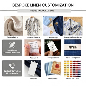 Camicie da <span class=keywords><strong>uomo</strong></span> in popeline <span class=keywords><strong>100</strong></span>% <span class=keywords><strong>lino</strong></span>, a maniche lunghe, estive, multicolori, leggere, traspiranti, a righe verticali, con bottoni, casual. - Product Image 5