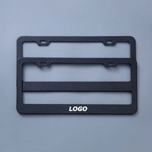 Premium Carbon Fiber Pattern Aluminum License Plate <b>Frame</b> Black Metal Car Tag Holder Anti-Theft for Promotion Gifts - Product Image 1