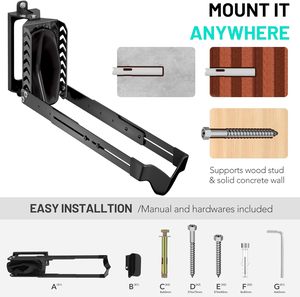 <span class=keywords><strong>Porte</strong></span>-vélos noir montage <span class=keywords><strong>mural</strong></span> cintres de vélo support de vélo <span class=keywords><strong>vertical</strong></span> peu encombrant support de suspension intérieur-prend en charge 77 lb pas lourd - Product Image 5