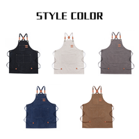 Tablier imperméable robuste 16A avec logo personnalisé, bretelles croisées, grande poche, lavable, pour café, boulangerie, restaurant, vêtements de travail