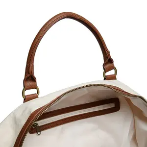 White Duffle Bag Pu Leather Custom Garment Large Capacity White Canvas Duffle Shoulder Bag With Detachable Strap