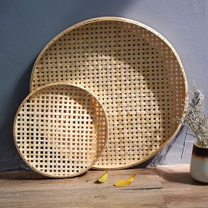 Bamboo Woven <b>Storage</b> <b>Baskets</b> Round Handmade For Drying Tea And Goods Size <b>Large</b> And Small - Product Image 1