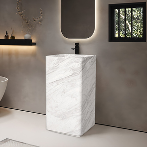 <span class=keywords><strong>Lavabo</strong></span> <span class=keywords><strong>de</strong></span> Pedestal Cuadrado <span class=keywords><strong>de</strong></span> Mármol Blanco, Pulido, <span class=keywords><strong>de</strong></span> Piedra Natural, Directo <span class=keywords><strong>de</strong></span> Fábrica, Tamaño Personalizado para Hotel, Villa u Hogar - Product Image 5