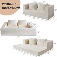 Fauteuil pouf convertible 3-en-1 pliable, grand coussin de canapé doux pour adultes, mobilier d'intérieur pour salon et appartement