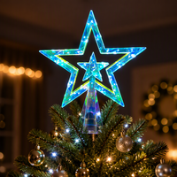 Großhandel LED Schillernder Stern Christbaumspitze OEM Kundenspezifisch USB-Betrieben Weihnachtsbaumschmuck Feiertagsdekoration Direkt ab Werk