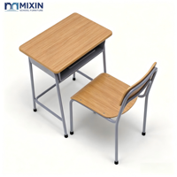 Bureau et chaise d'école en bois, simple, avec structure métallique, mobilier scolaire, bureaux d'école avec rangement et mobilier de classe pour enfants
